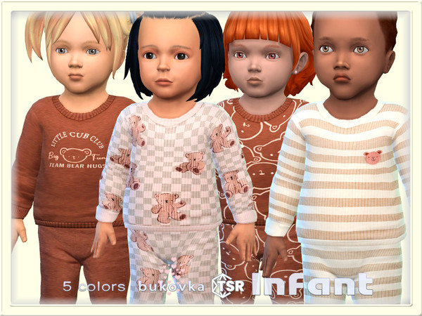 Sims 4 — Shirt Bear Club by bukovka — Cute sweater for infants of both sexes: boys and girls in 5 color options.