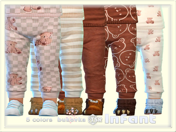 Sims 4 — Pants Bear Club by bukovka — Cute pants for infants of both sexes: boys and girls in 5 color options. Installed