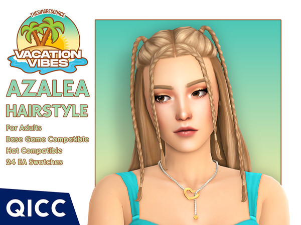 Sims 4 — Vacation Vibes - Azalea Hair by qicc — A hairstyle with baby braids. - Maxis Match
