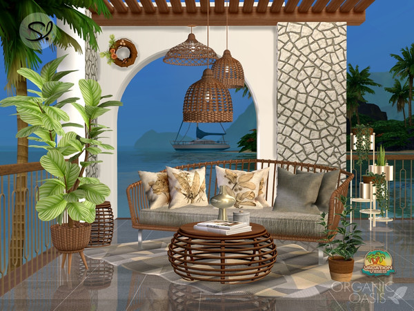 Sims 4 — Organic Oasis Hotel Suite - Balcony by SIMcredible! — This year, your sims won a complimentary getaway at the
