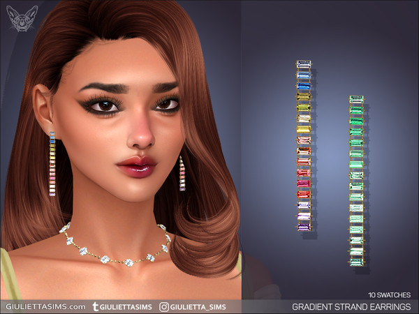Sims 4 — Gradient Strand Earrings by feyona — Gradient Strand Earrings come with 10 swatches.