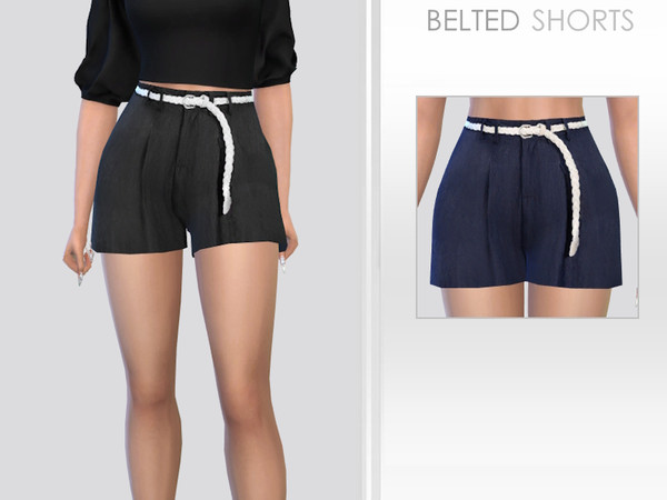 Sims 4 — Belted Shorts by Puresim — Belted shorts in 2 swatches