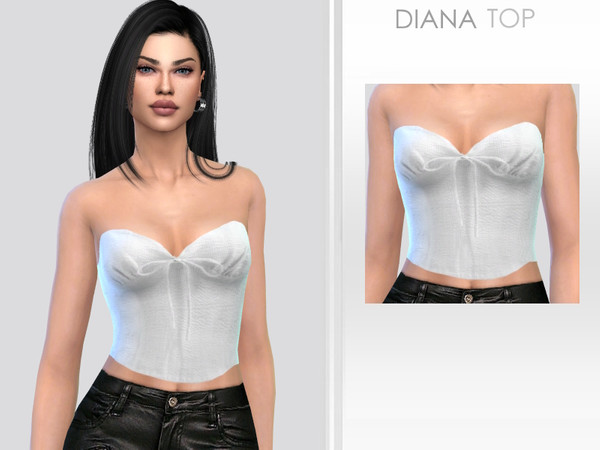 Sims 4 — Diana Top by Puresim — White top for female sims