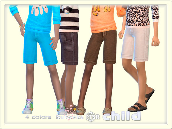 Sims 4 — Shorts Leopard by bukovka — Cool shorts for children of both sexes: boys and girls in 4 color options. Installed