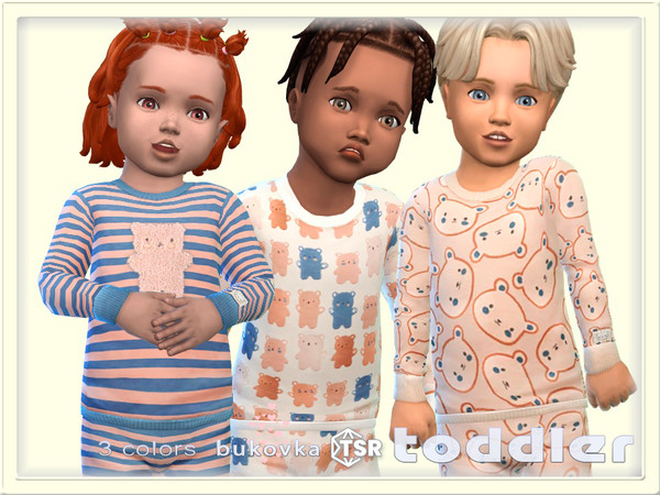 Sims 4 — Shirt Bear by bukovka — Cool T-shirt for toddlers of both sexes: boys and girls in 4 color options. Installed