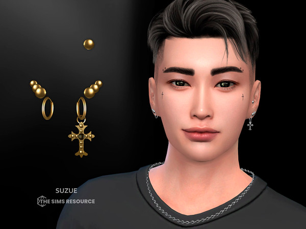 Sims 4 — Cael Earrings by Suzue — New Mesh (Suzue)