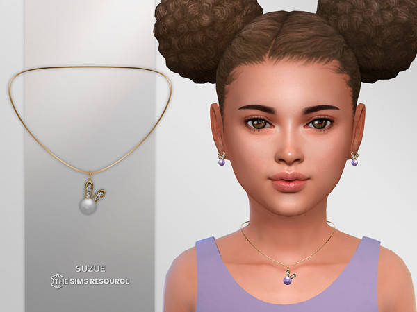 Sims 4 — Rabbit Necklace Child by Suzue — New Mesh (Suzue)