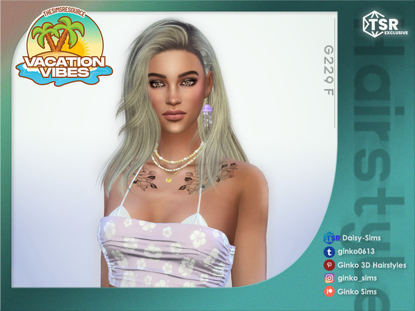 Sims 4 — VACATION VIBES - Long Layered Hair - Ginko 229 by Daisy-Sims — 21 base colors + 9 ombre colors