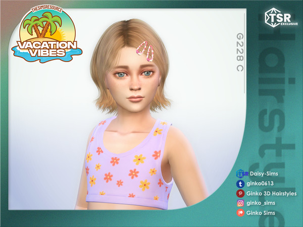 Sims 4 — VACATION VIBES - Short Bob Hair for Children - Ginko 228C by Daisy-Sims — (The hair clips on the preview need to