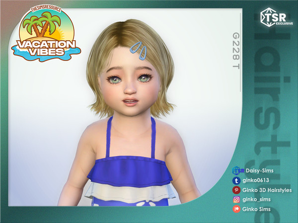 Sims 4 — VACATION VIBES - Short Bob Hair for Toddlers - Ginko 228T by Daisy-Sims — (The hair clips on the preview need to