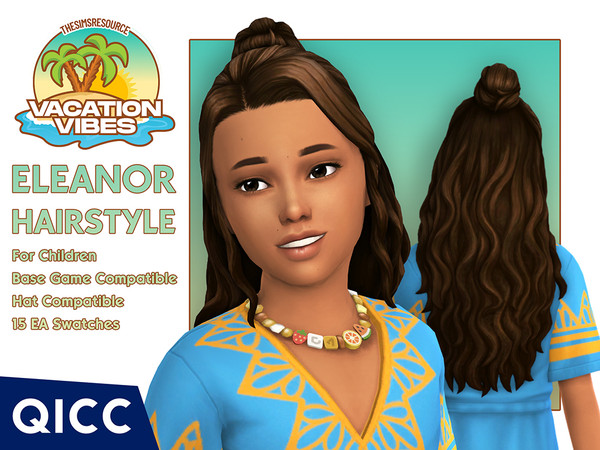 Sims 4 — Vacation Vibes - Eleanor Hair by qicc — A wavy half-up hairstyle perfect for summer. - Maxis Match
