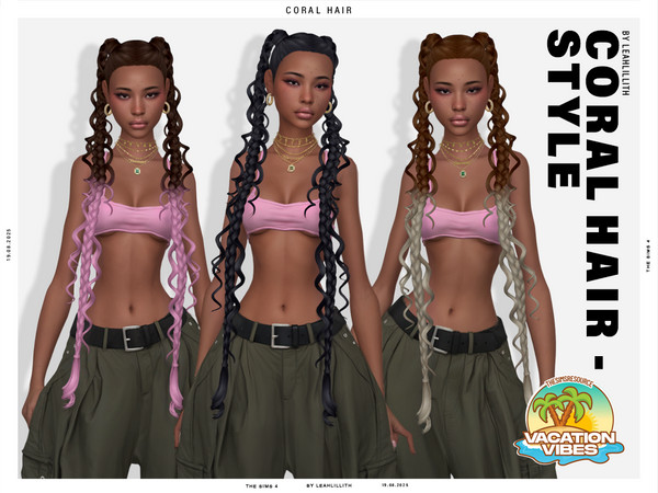Sims 4 — LeahLillith_CoralHairstyle_MM.package by Leah_Lillith — There is optional recolor (color wheel) which can be
