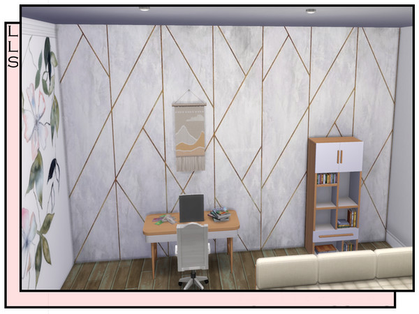 Sims 4 — Concrete Stripe wall LLS by lavilikesims — A 4 part mural ft washed concrete with a stripe design, two colours,