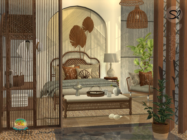 Sims 4 — Organic Oasis Hotel Suite - Bedroom by SIMcredible! — Take some rest and enjoy your free days in this inviting