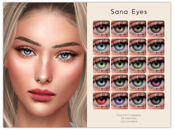Sims 4 — Sana Eyes by Lisaminicatsims — -Face Paint category -HQ comatble -20 swatches