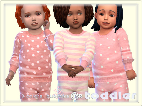 Sims 4 — Shirt Pink Pastel by bukovka — Cute toddler sweater, girls only, in 3 color options. Can be installed