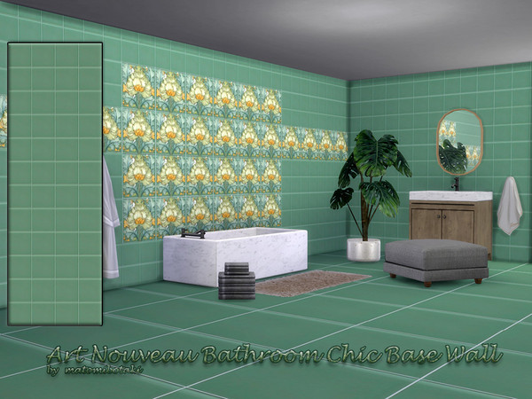 Sims 4 — matomibotaki Art Nouveau Bathroom Chic Base Wall.package by matomibotaki — Bathroom tile set in Art Nouveau