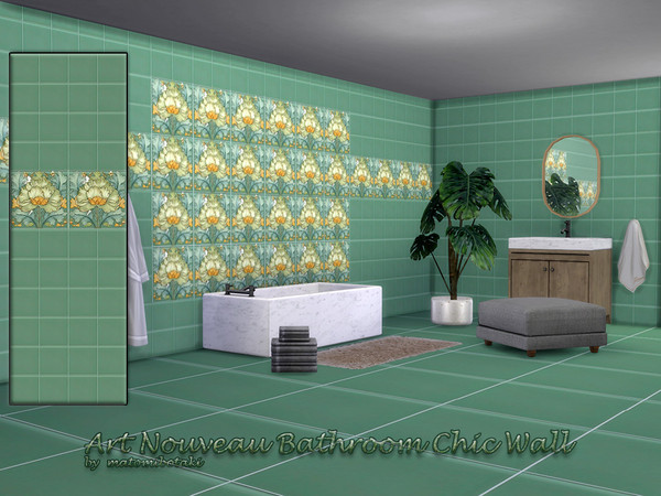 Sims 4 — matomibotaki Art Nouveau Bathroom Chic Wall.package by matomibotaki — Bathroom tile set in Art Nouveau look, 3