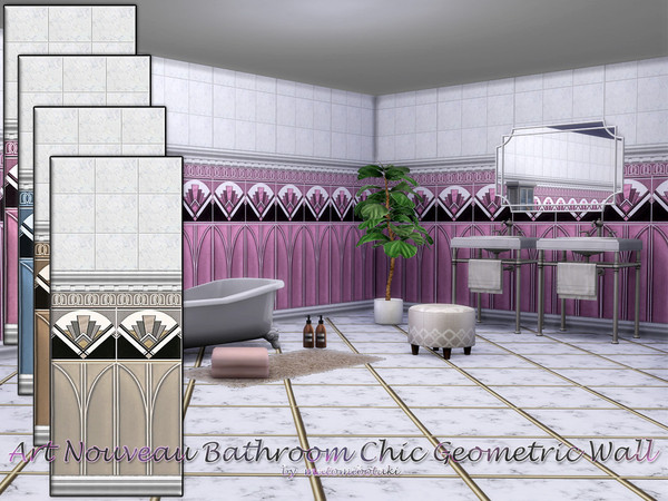 Sims 4 — matomibotaki Art Nouveau Bathroom Chic Geometric Wall by matomibotaki — Special bathroom tiles in Art Nouveau
