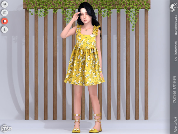 Sims 4 — Yunai Dress- Child by KaTPurpura — Short dress with ruffles and floral print