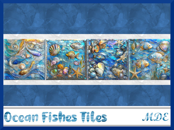 Sims 4 — MDE-Ocean Fishes Wall Tiles by MDE — Add a touch of artistry to your home with ocean fishes tiles, perfect for