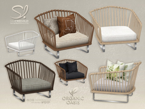 Sims 4 — Organic Oasis Hotel Suite Chair by SIMcredible! — Enjoy your complimentary goodies relaxing in this inviting