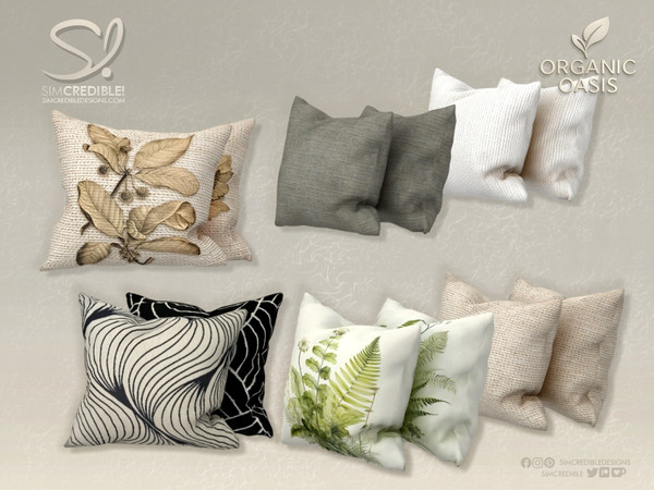 Sims 4 — Organic Oasis Hotel Suite Cushions Right by SIMcredible! — Enjoy your complimentary goodies relaxing in this