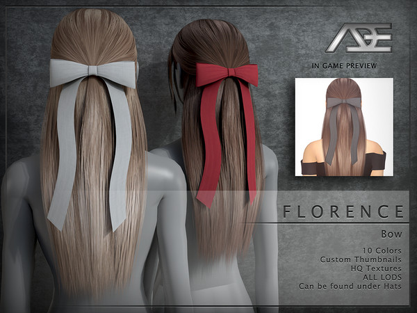 Sims 4 — Florence Bow (Hat) by Ade_Darma — Florence Bow for Florence Hairstyles 10 Colors