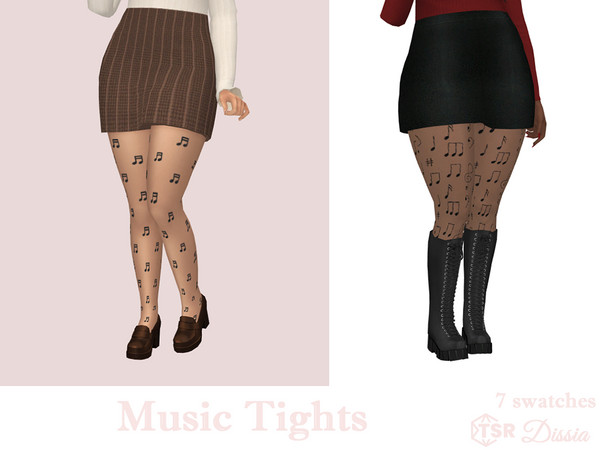 Sims 4 — Music Tights by Dissia — Music notes transparent tights