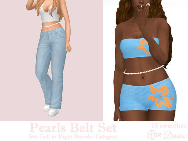 Sims 4 — Pearls Belt (Left Bracelet Category) by Dissia — Belt made of small pearls