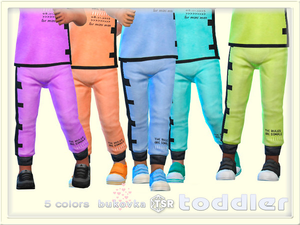 Sims 4 — Pants Rules for MiniMen by bukovka — Cute toddler pants, boys only, in 5 color options. Stand-alone