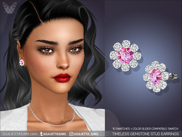Sims 4 — Timeless Gemstone Stud Earrings by feyona — Timeless Gemstone Stud Earrings come with 10 swatches, and 11th