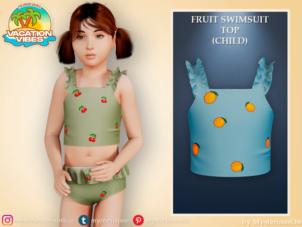 Sims 4 — Vacation Vibes - Fruit swimsuit top Child by MysteriousOo — Fruit swimsuit top in 12 colors for kids