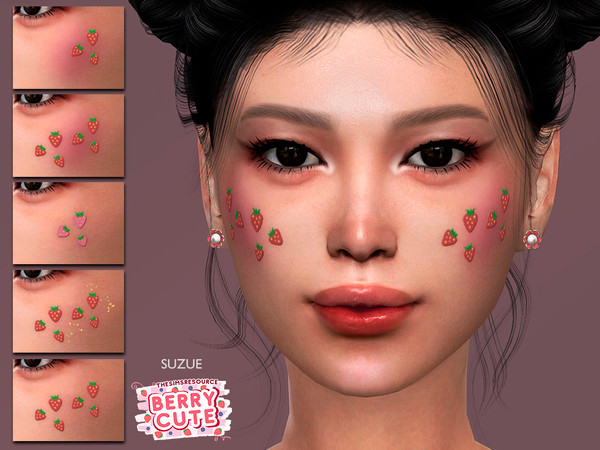 Sims 4 — Strawberry Blush N38 by Suzue — 8 Swatches
