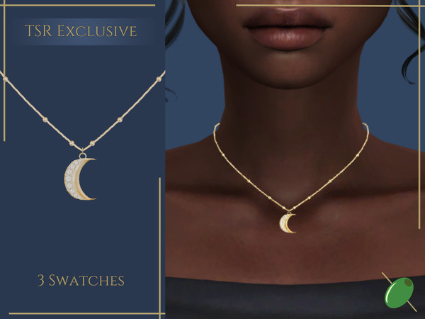 Sims 4 — Selena Necklace by Pitted0live — Dainty chain necklace with a crescent moon pendant Custom catalog image