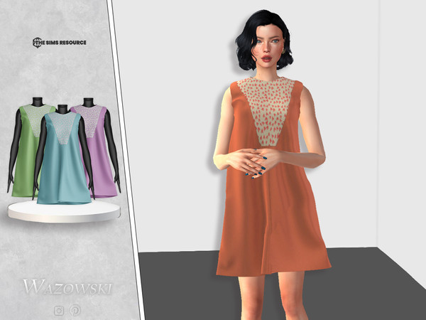 Sims 4 — Ippolita Gown by _WAZOWSKI_ — All Texture Maps New Mesh 5 Colors HQ Compatible