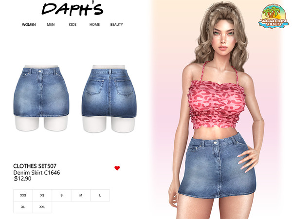 Sims 4 — VacationVibes - Clothes SET507 - Denim Skirt C1646 by Daph's — 10 Swatches