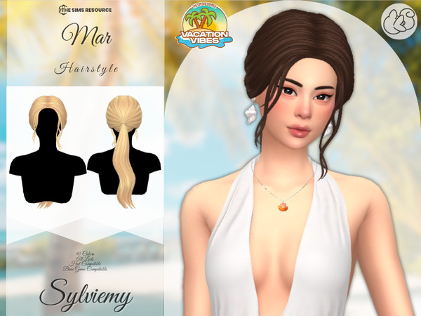 Sims 4 — Mar Hairstyle by Sylviemy — Long Wavy Straight Updo Hair