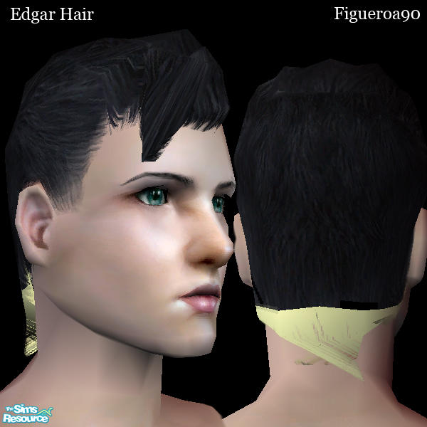 The Sims Resource F90 Edgar Hair Black
