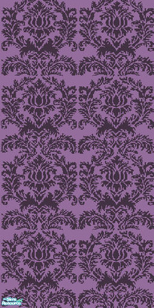 Sims 2 — NK Damask Walls - Black on Purple by MoMama — Black Damask on Purple