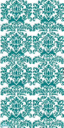 Sims 2 — NK Damask Walls - Teal on White by MoMama — Teal Damask on White