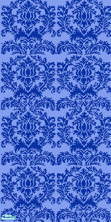 Sims 2 — NK Damask Walls - Blue on blue by MoMama — Dark blue Damask on a lighter blue wall.