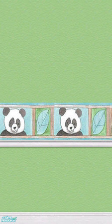 Sims 2 — VS Panda Nursery - Wallpaper by Vanilla Sim — A very nice shade of green with the extra wide Panda head border