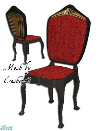 Sims 2 — Dancing Dragons Dining Chair by dancingaphrodite — Red brocade, gold embellishments and black lacquer merge to