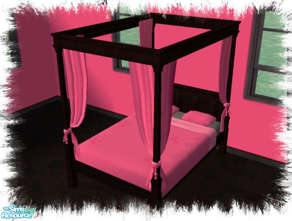 Sims 2 — Pink & Black Majestic Bed by darksunshine1027 — Part of the Pink & Black Bedroom Suite this comfy bed is
