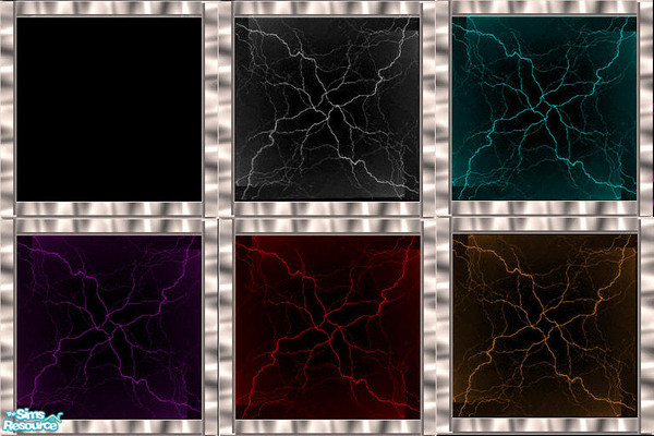 Sims 2 — lightening strikes floor set by skinflin — black floor with silver border and individual coloured lightening