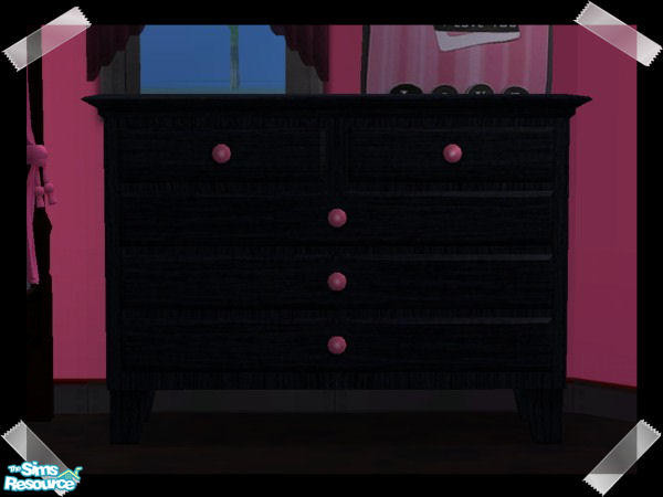 Sims 2 — Pink & Black Dresser by darksunshine1027 — Part of the Pink & Black Bedroom Suite.