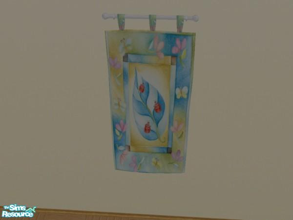 Sims 2 — Ladybug Tapestry by priestmere — A sweet tapestry for your baby room.