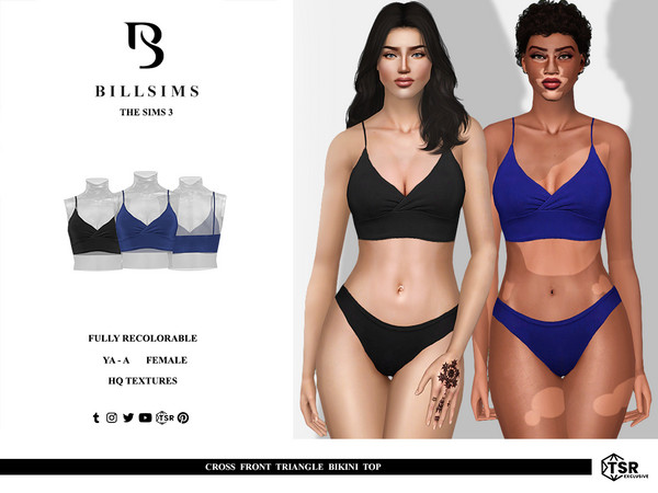 Sims 3 — Cross Front Triangle Bikini Top by Bill_Sims — This bikini top features a cross front detail in a triangle