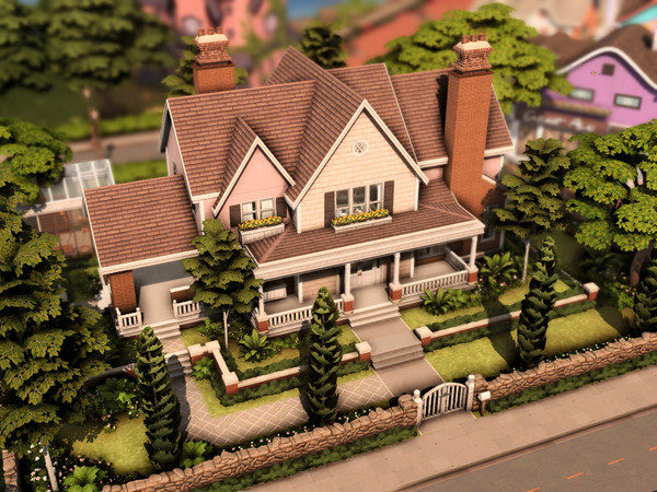 Sims 4 — Big Country House (NO CC) by plumbobkingdom — This spacious colonial-style house showcases a charming,